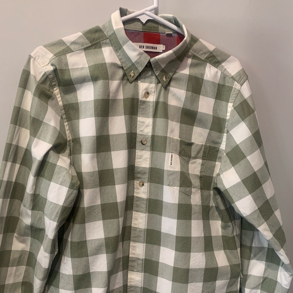 Ben Sherman green & white long sleeve shirt large